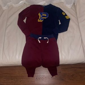 Polo Raulph Lauren Varsity P Wing Crewneck w/ Sweat pants Set  Kids